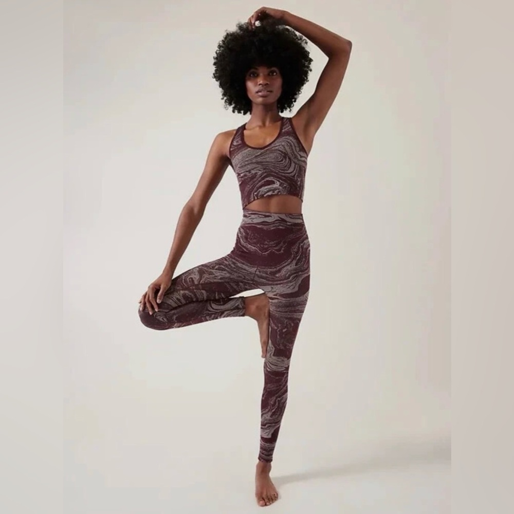 XXS, XS - ATHLETA - Aurora Shine Tight Leggings Burgundy Silver NEW $109 msrp